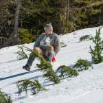 Fahrt mit Holzbob - Nostalgie-Skirennen 2014 in Wagrain